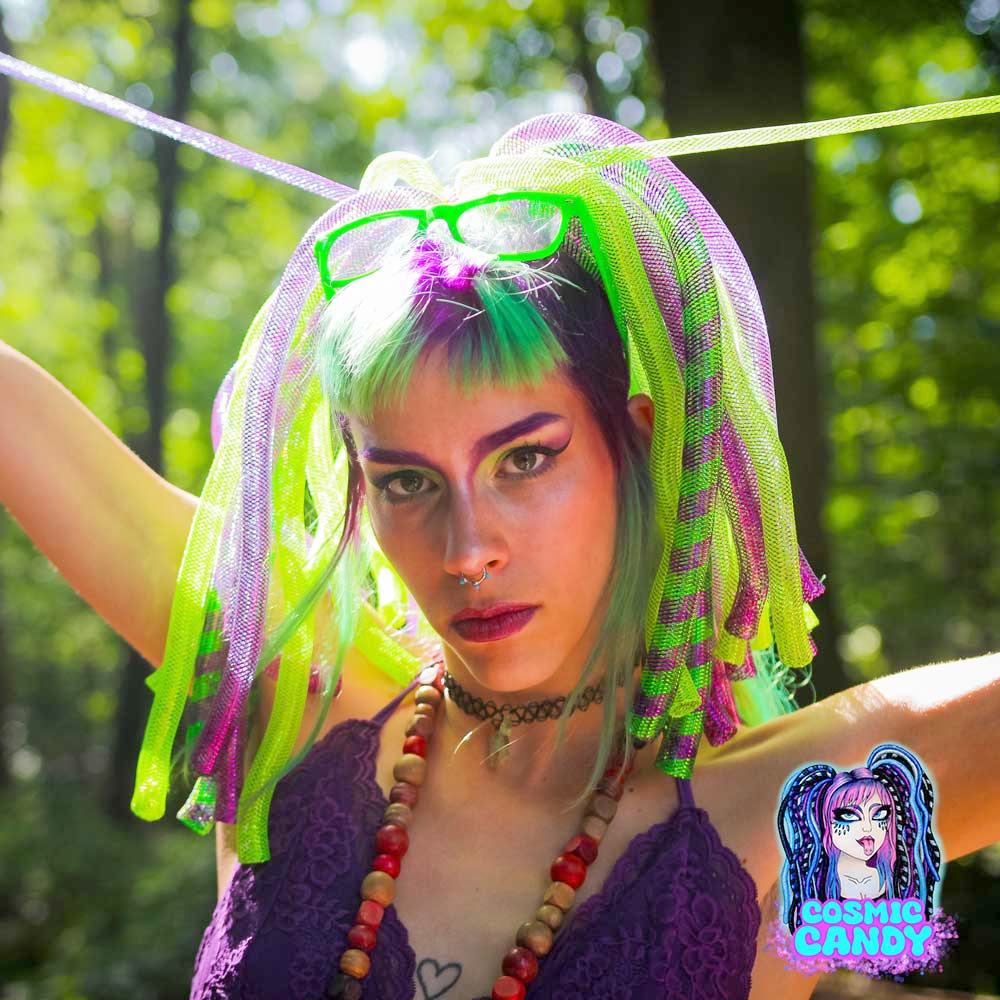 Cosmic Candy - Rave Cyberfalls Cyberlocks - Vert/Violet